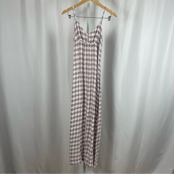 Angie Small Boho Bohemian Vacation Retro Abstract Print Mod Maxi Dress V Neck - Picture 1 of 8